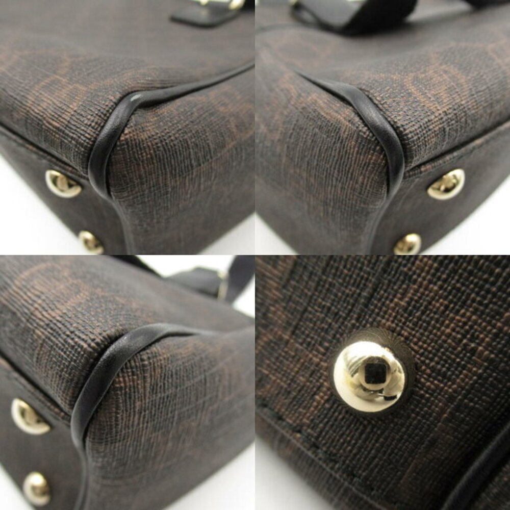 Gucci Tote Bag Canvas Leather Brown Black - Picture 9 of 10